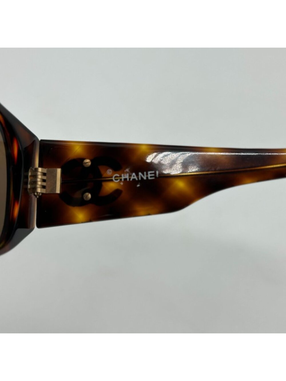 Chanel Vintage Quilted CC Logo Marble Brown Gold Acetate Sunglasses Eyewear - Picture 9 of 11